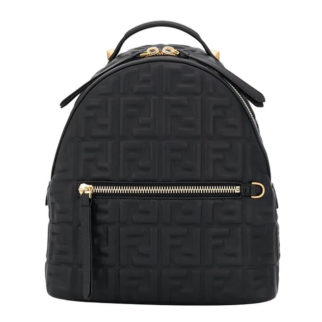 Fendi Black/Gold Double F Quilted Backpack