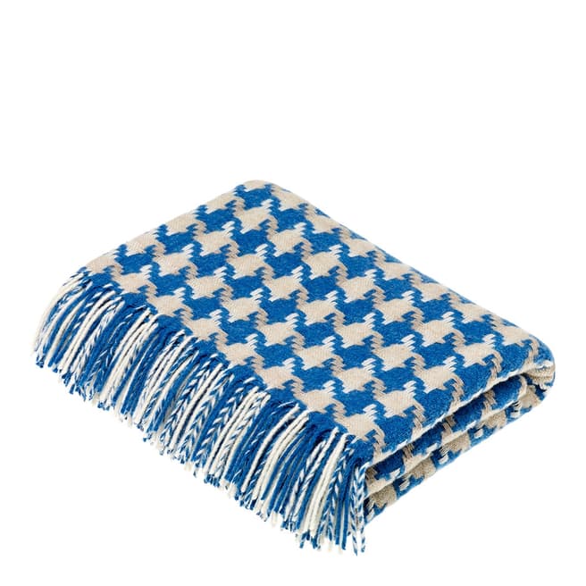 Bronte by Moon Blue Houndstooth Lambswool Throw 140x185cm