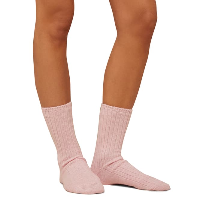 N°· Eleven Pink Cashmere Ribbed Bed Socks