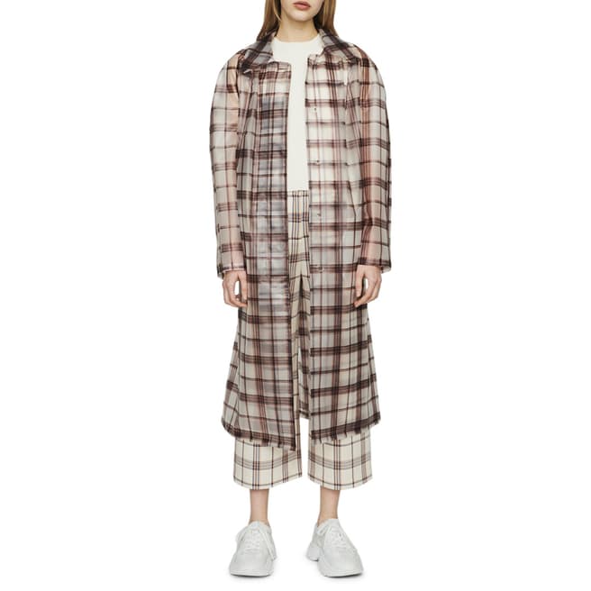 MAJE Beige Check Transparent Trench Coat