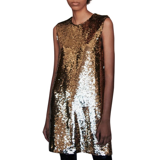 MAJE Gold Ror Sequin Dress