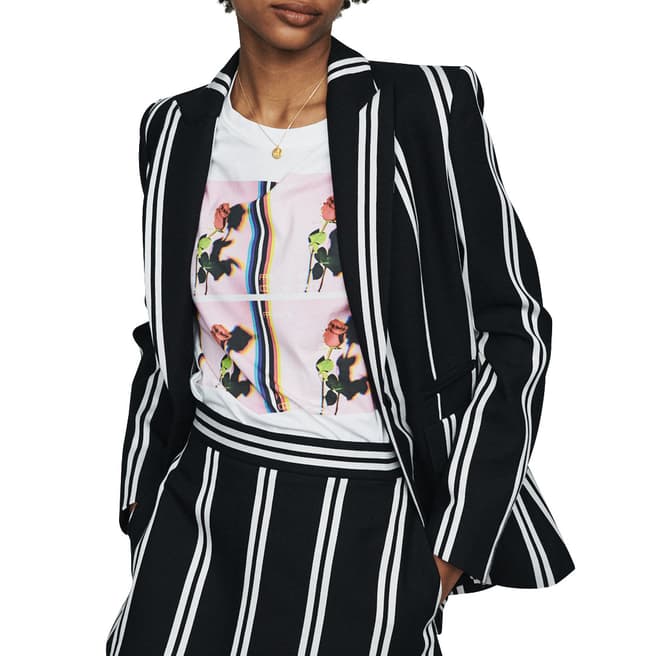 MAJE Black/White Vertical Stripe Jacket