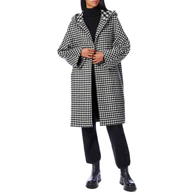MAJE Black/Multi Goga Check Wool Blend Coat