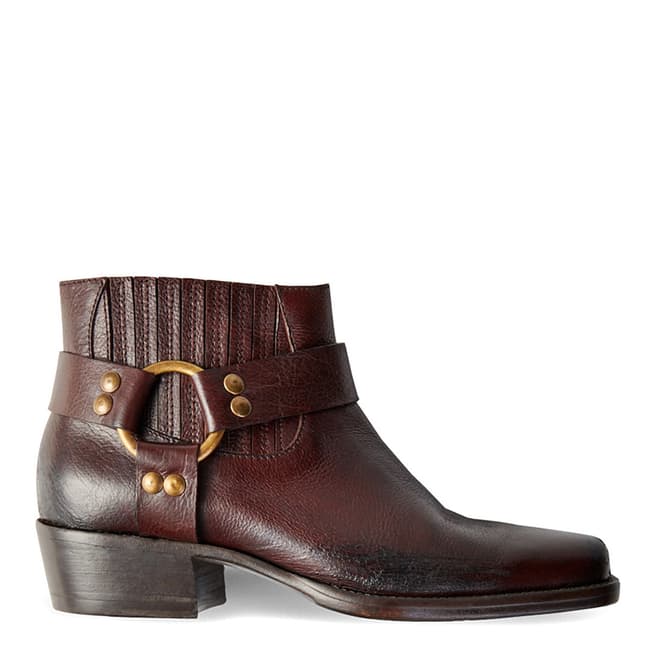 MAJE Brown Cuir Leather Ankle Boot