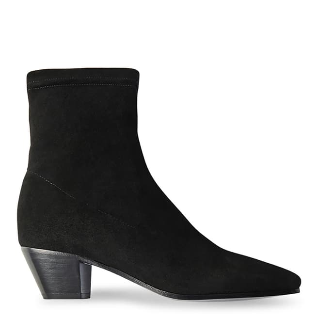 MAJE Black Fliko Stretch Suede Ankle Boot