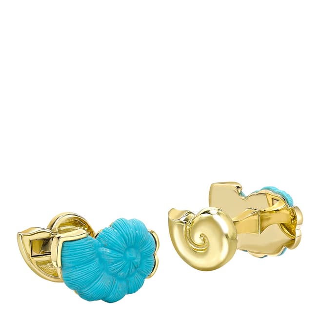 Theo Fennell 18ct Yellow Gold Turquoise Snail Cufflinks