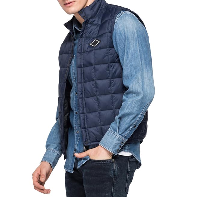 Replay Blue Recycled Nylon Gilet