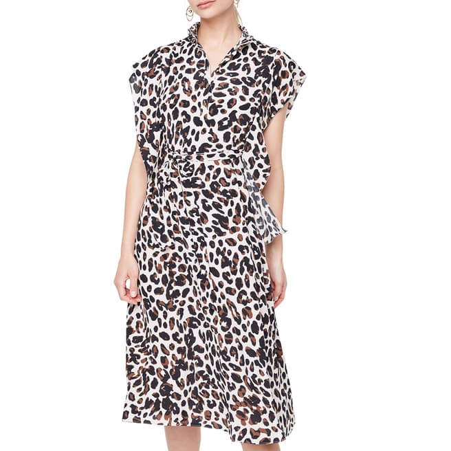 Damsel In A Dress Camel Trudy Leopard Silk Blend Dress
