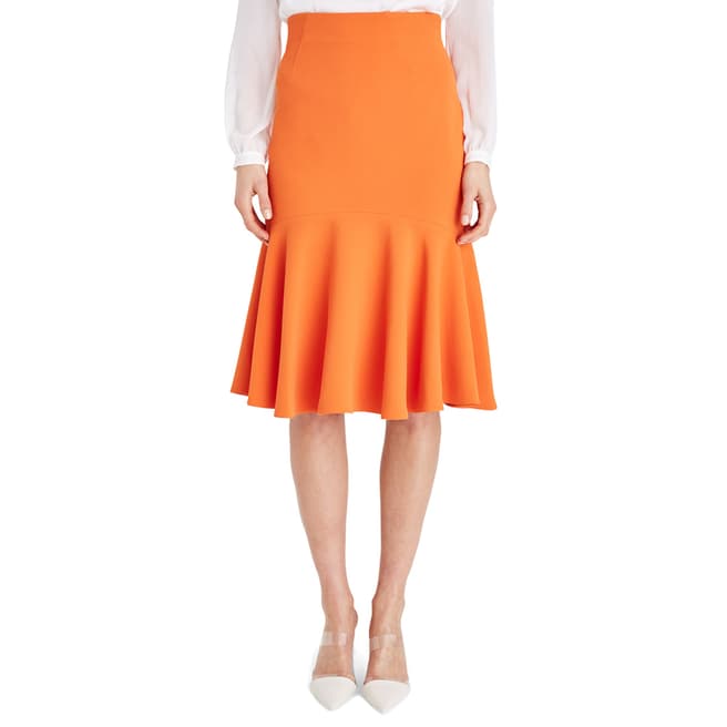 Damsel In A Dress Orange Sati Fluted Skirt 