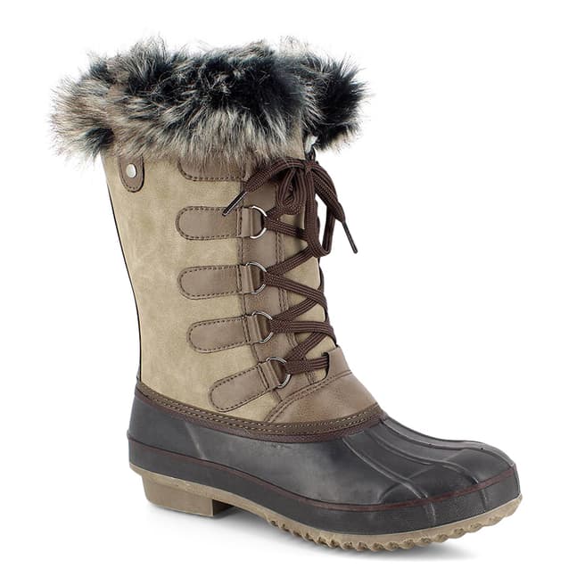 Kimberfeel Beige Candice Faux Fur Cuff Snow Boots