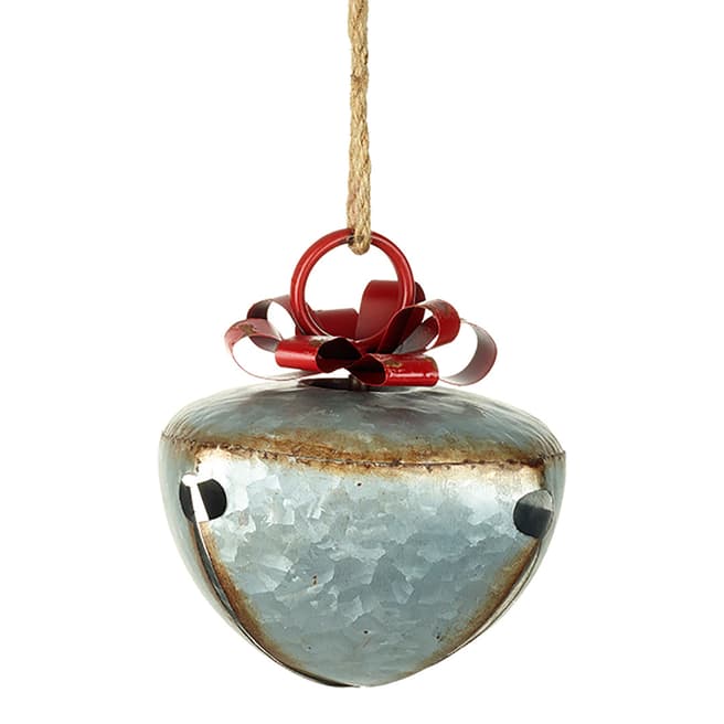 Heaven Sends Large Silver &Amp; Red Cow Bell Bauble