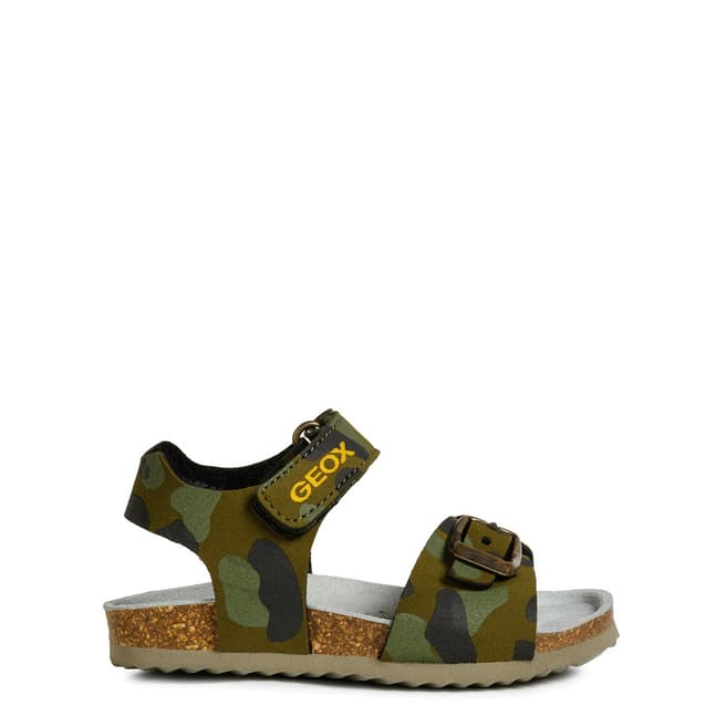 Geox Younger Boy's Green Camo Chalki Sandals 