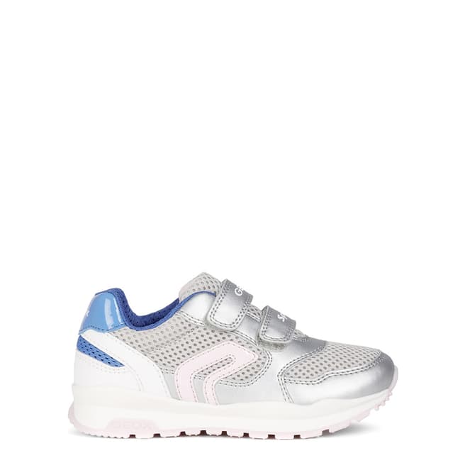 Geox Younger Girl's Silver Pavel Trainers