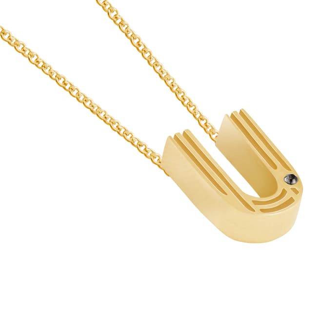 MAJE Gold U Letter Pendant Necklace