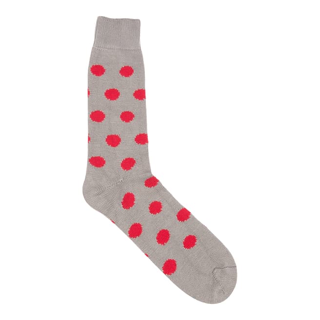 Pringle Granite/Red Currant Collection 6 Gauge Cotton Spot Sock