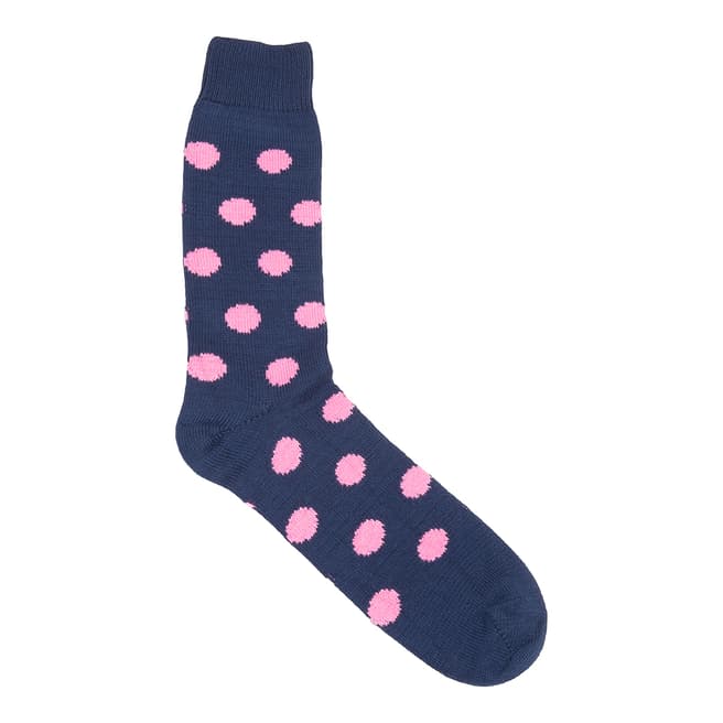 Pringle Marine/Shocking Pink Collection 6 Gauge Cotton Spot Sock