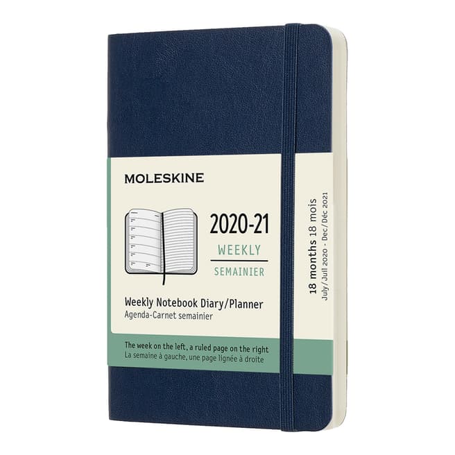 Moleskine 18 Month Weekly Pocket Notebook Soft Cover, Sapphire Blue
