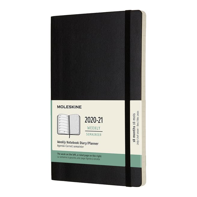 Moleskine 18 Month Large Weekly Notebook Soft Cover, Black 