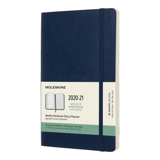 Moleskine 18 Month Large Weekly Notebook Soft Cover, Sapphire Blue 