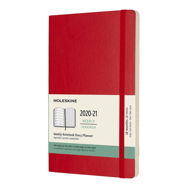 Moleskine 18 Month Large Weekly Notebook Soft Cover, Scarlet Red 