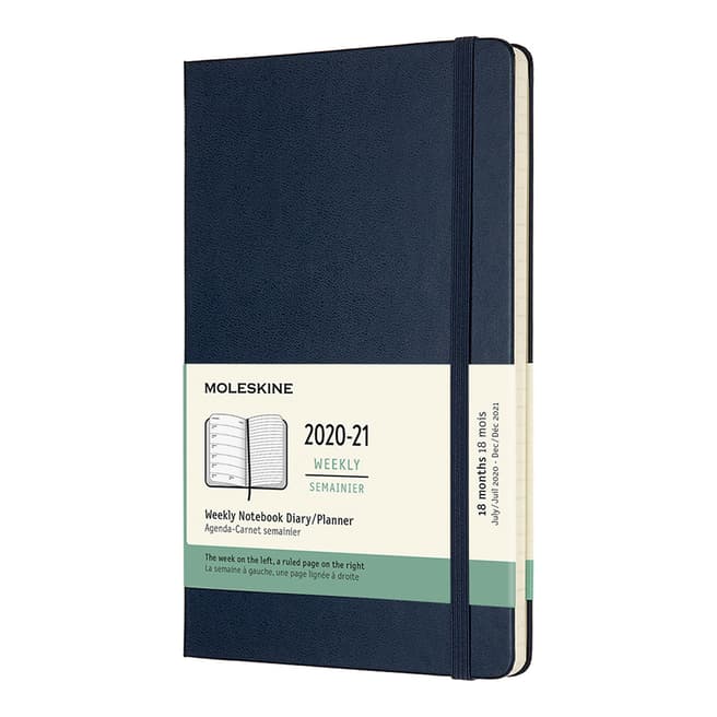 Moleskine 18 Month Large Weekly Notebook Hard Cover, Sapphire Blue 