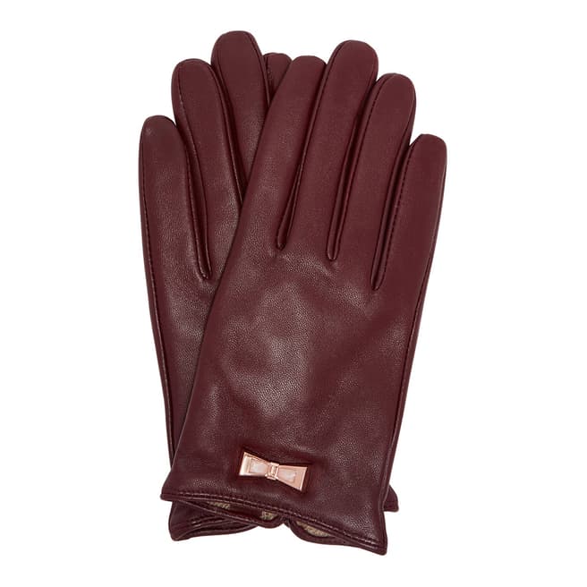 Ted Baker Purple Betanie Bow Detail Leather Gloves