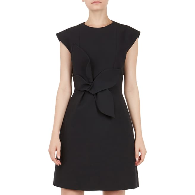 Ted Baker Black Polly Cap Sleeve Structured Bow Dress
