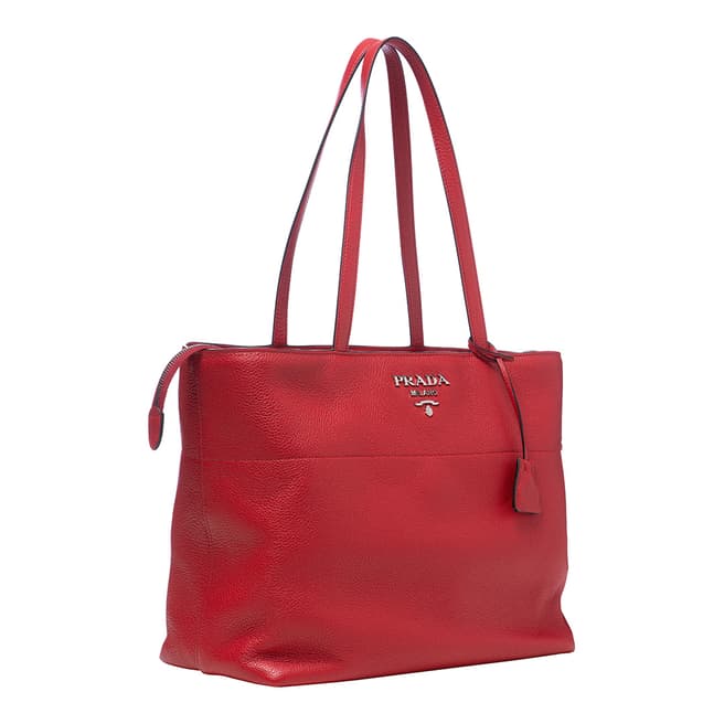 Prada Red Large Leather Tote Bag