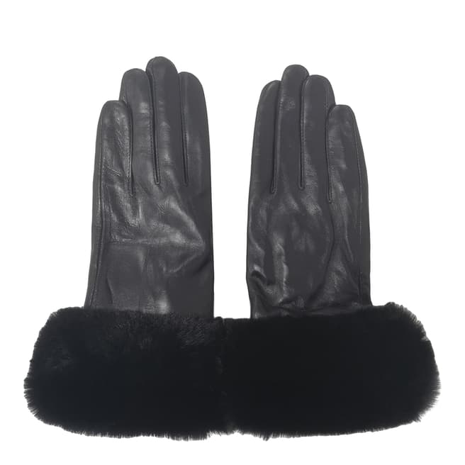 JayLey Collection Black Faux Fur Leather Gloves