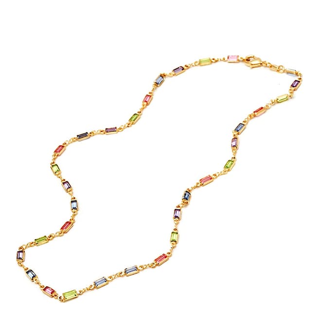 Chloe Collection by Liv Oliver 18K Multi colour Tennis Necklace