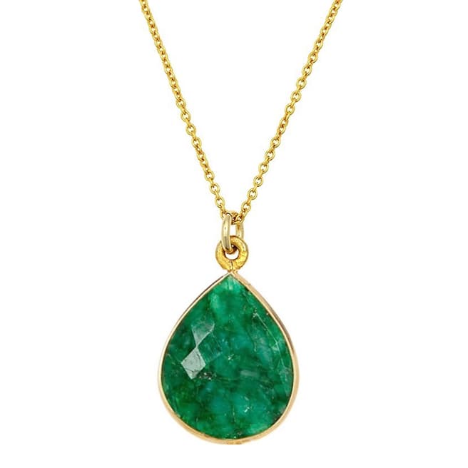 Liv Oliver 18K Emerald Pear Drop Pendant Necklace