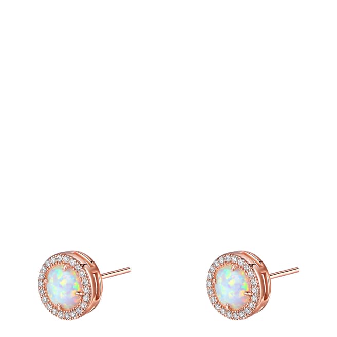 Chloe Collection by Liv Oliver 18K Rose Gold Plated Opal Halo Stud Earrings
