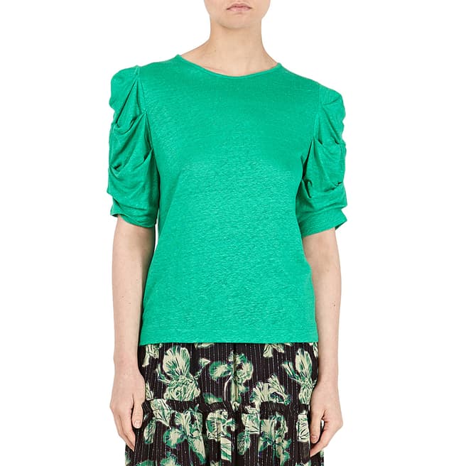 BY IRIS Green Raelie Ruched Tee