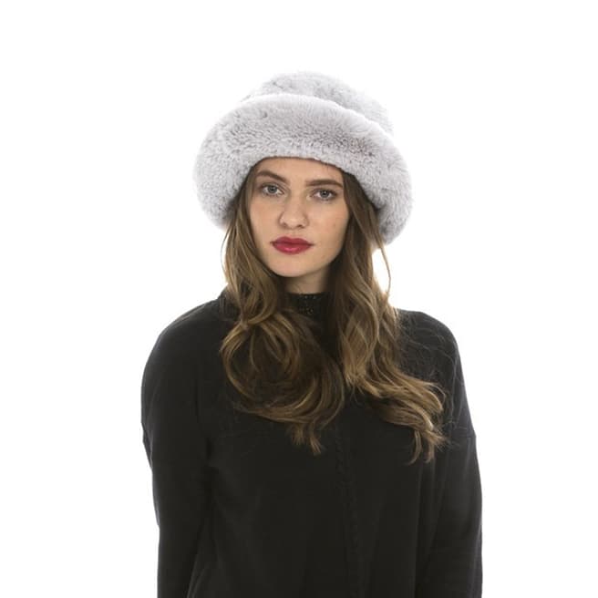 JayLey Collection Grey Luxury Faux Fur Hat
