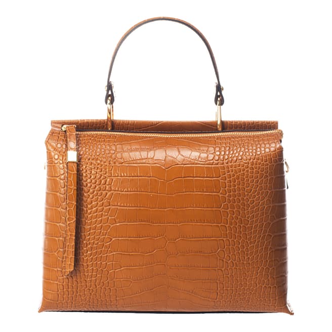 SCUI Studios Cognac Leather Top Handle Bag