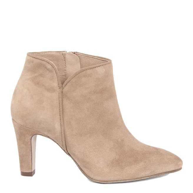 LAB78 Cream Suede Heeled Ankle Boots