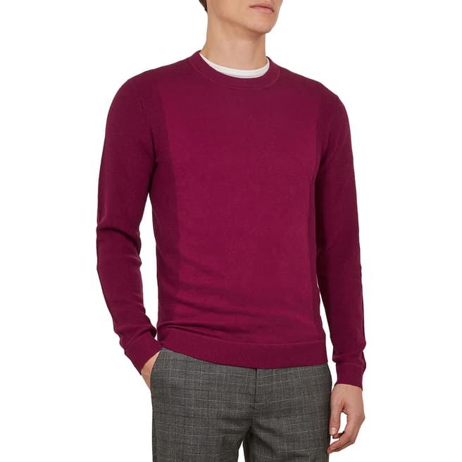 Ted Baker Pink Trull Textured Sleeve Crew Neck Jumper