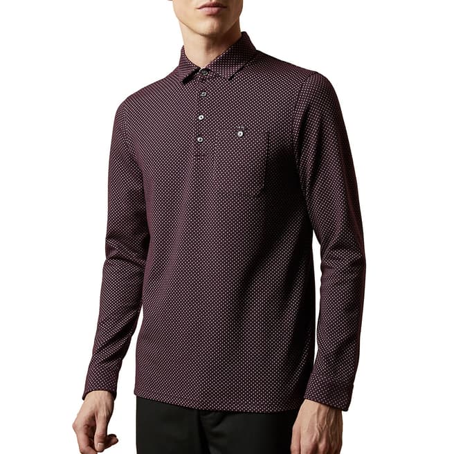 Ted Baker Dark Red Outof Jacquard Polo