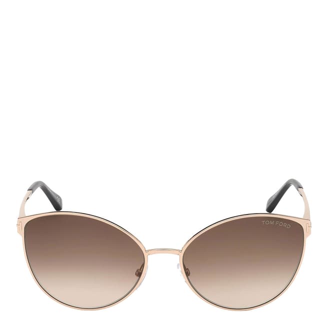 Tom Ford Women's Shiny Rose Gold/Brown Tom Ford Sunglasses 60mm