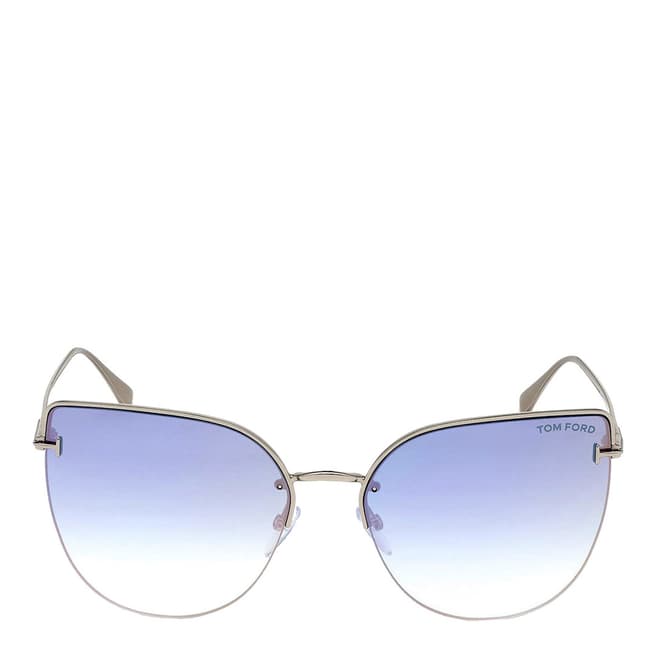 Tom Ford Women's Shiny Palladium/Blue Tom Ford Sunglasses 60mm