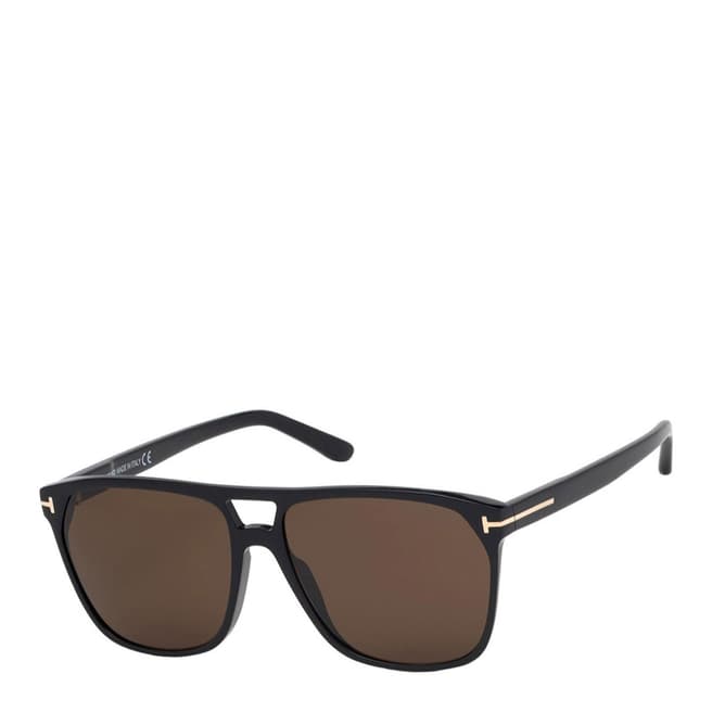 Tom Ford Men's Shiny Black/Brown Tom Ford Sunglasses 59mm
