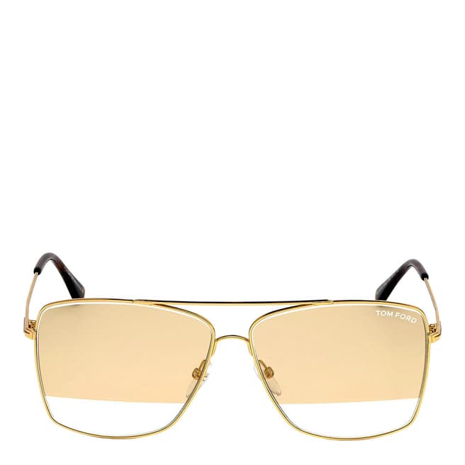 Tom Ford Men's Gold/Gold with Clear Stripe Tom Ford Sunglasses 60mm