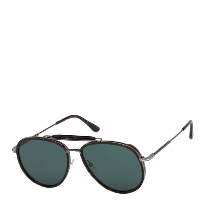 Tom Ford Men's Dark Havana/Green Tom Ford Sunglasses 60mm