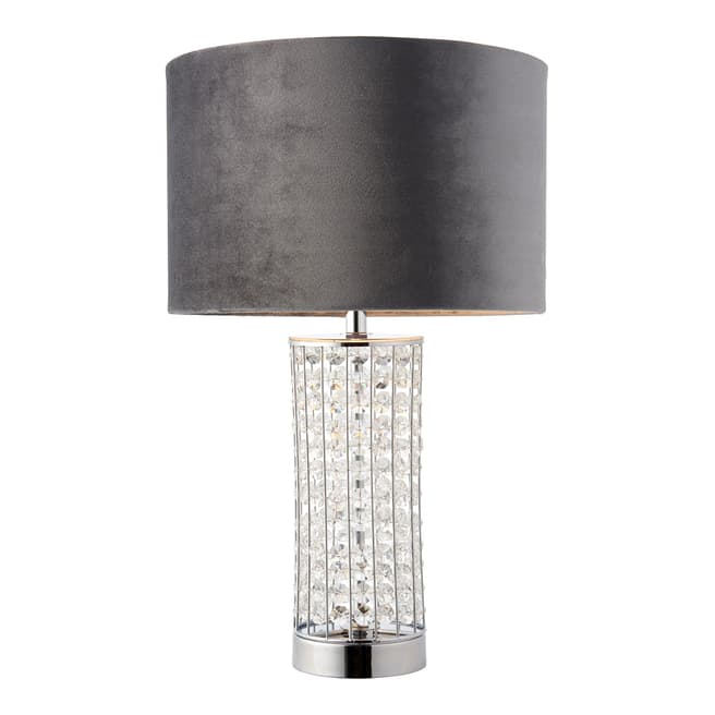 Pagazzi Lighting Polished Chrome & Grey Velvet Shade ZOYA Table Lamp
