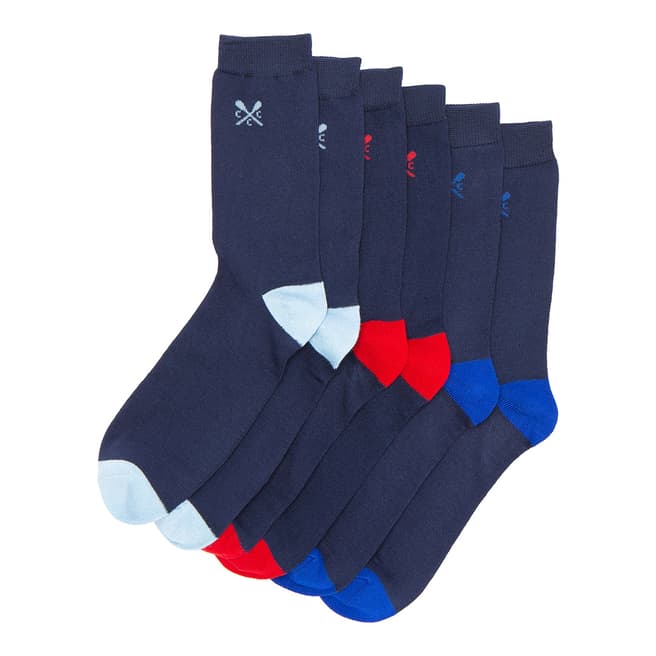 Crew Clothing Navy 3 Pack Solid Heel Sock 