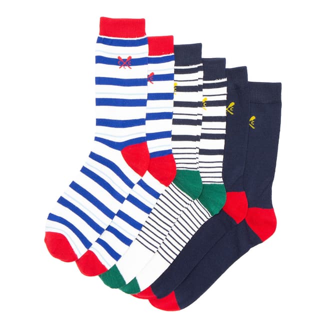 Crew Clothing Multi 3 Pack Stripe Socks 
