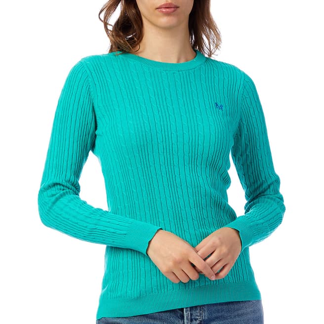 Crew Clothing Green Cotton Cable Crew Jumper