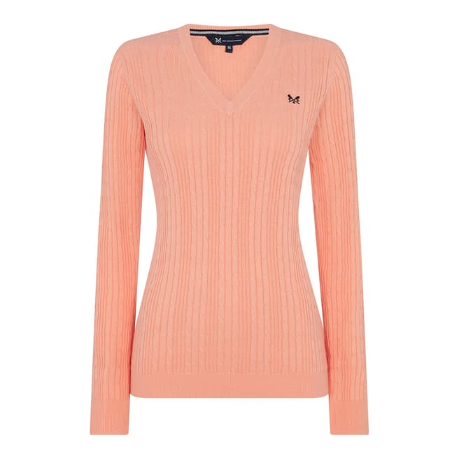 Crew Clothing Salmon Cotton Cable V Neck Jumper
