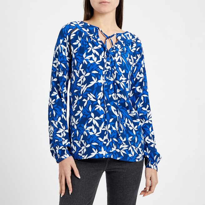 Crew Clothing Blue Cotton Printed Blouse