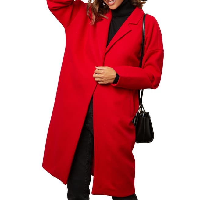 Comptoir du Manteau Red Wool Blend Midi Coat